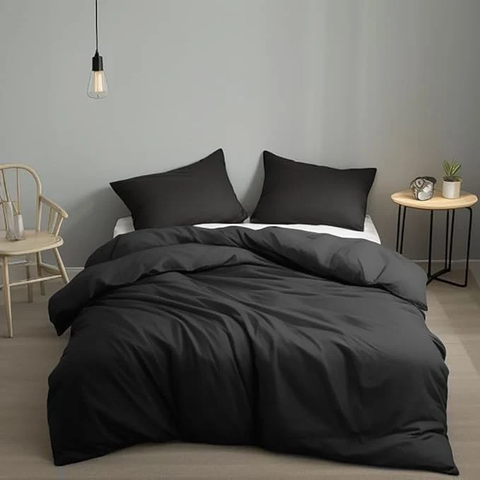 Sustainable Houseri Black Comforter Set - King Size Bedding for Men amp Women - Simple Solid Black Comforter amp Quilts Reusable