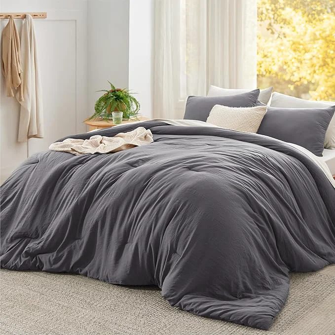 Easy-to-Use Bedsure Super King Comforter Set Dark Grey Soft Prewashed Bedding for All Seasons 3 Pieces GentleSoft™ Bed Set 1 Lightweight Comforter 120 quot x120 quot and 2 Pillowcases 20 quot x36 quot Expertly Made