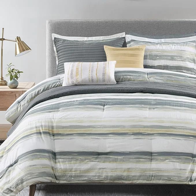 Superior Madison Park Marina Comforter Quilt Combo Set - Modern Luxury Design All Season Down Bedding Matching Shams Decorative Pillows King Cal King 104 quot x92 quot Yellow 8 Piece Functional