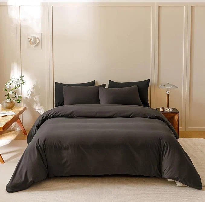 Elite Houseri Dark Brown Comforter Set King 3 Piece Dark Chocolate Bedding King Size Lightweight Black Coffee Bed Set Soft Comfy Quilt Blanket King Natural