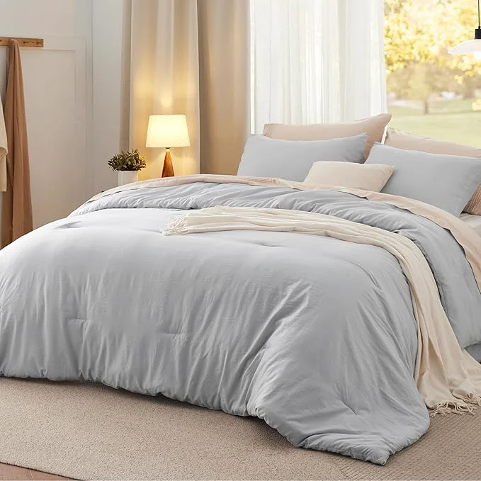 Fine Crafted Bedsure Queen Comforter Set Light Grey Soft Prewashed Bedding for All Seasons 3 Pieces GentleSoft™ Bed Set 1 Lightweight Comforter 90 quot x90 quot and 2 Pillowcases 20 quot x26 quot Classic