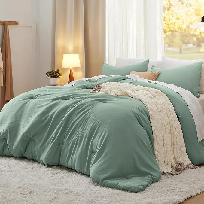 Original Bedsure King Comforter Set Sage Green Soft Prewashed Bedding for All Seasons 3 Pieces GentleSoft™ Bed Set 1 Lightweight Comforter 104 quot x90 quot and 2 Pillowcases 20 quot x36 quot Superior