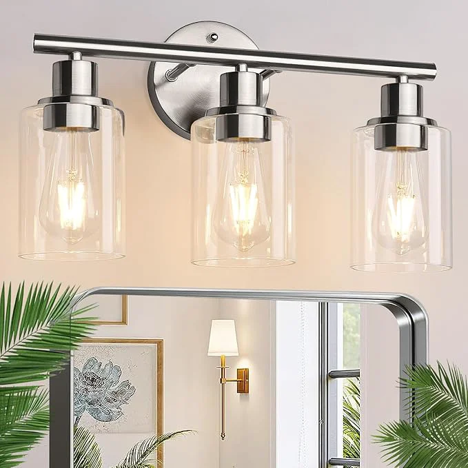 Refined Zarbitta 3-Light Bathroom Light Fixtures Brushed Nickel Vanity Light Reliable