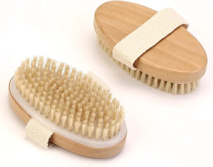 Eco-Friendly 2Pcs Natural Bristle Exfoliating Brush Body Scrubber Responsible