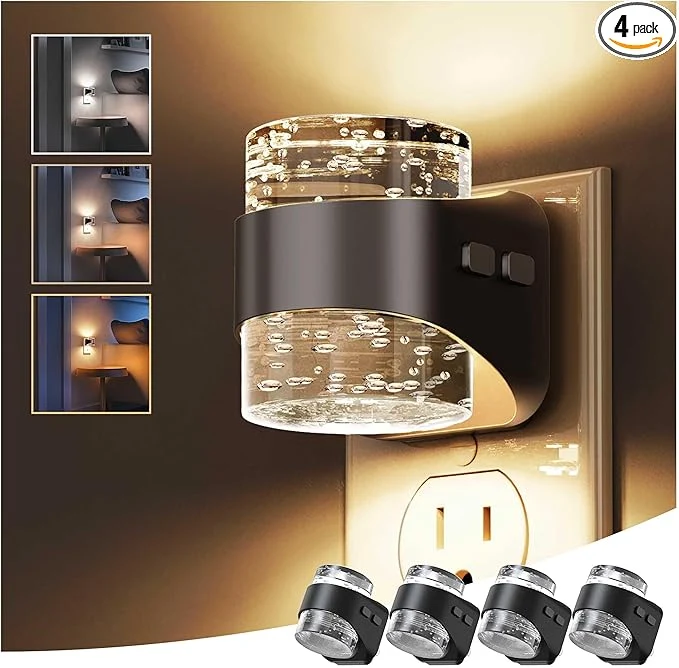 User-Friendly L LOHAS LED Night Light Bubble Night Lights Plug into Wall 4 Pack Powerful