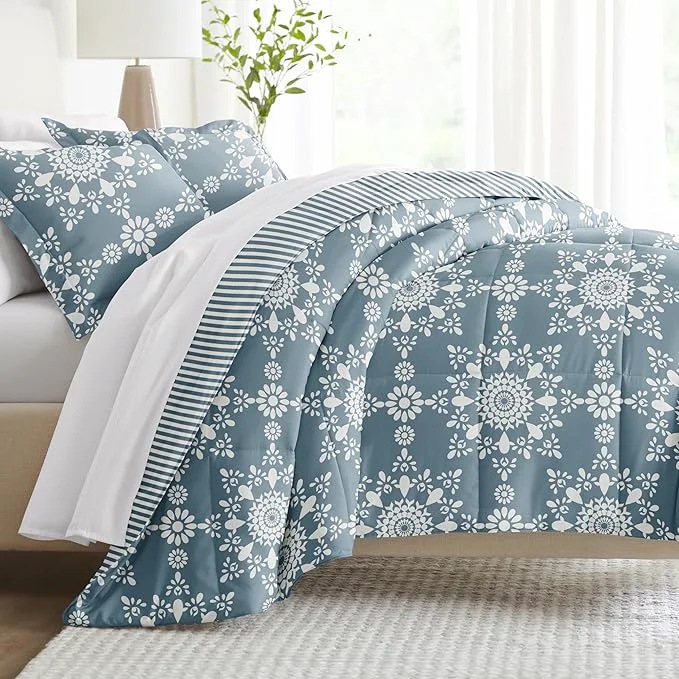 Sustainable Linen Market Reversible Queen Size Comforter Set 3 Piece - Soft and Lightweight Down Comforter Queen Set - This Includes Your Queen Comforter and 2 Pillow Shams