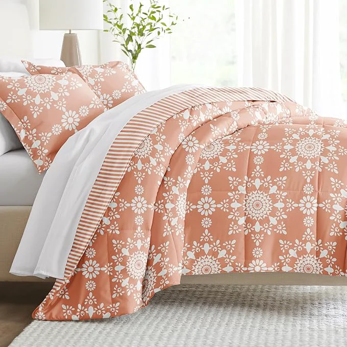 Traditional Linen Market Reversible Queen Size Comforter Set 3 Piece - Soft and Lightweight Down Comforter Queen Set - This Includes Your Queen Comforter and 2 Pillow Shams Smooth