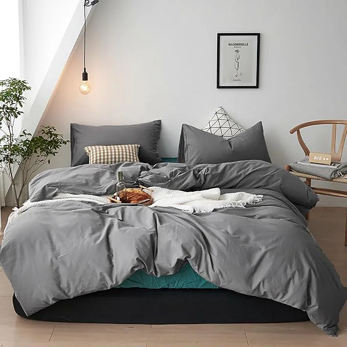 Recyclable Cottonight Grey Comforter Set California King Dark Gray Bedding Comforter Set Cal King Size Charcoal Grey Blanket Quilts Lightweight 3PCS Gray Bedding Comforter Sets Top-Quality
