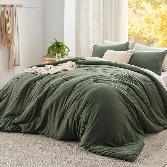 Premium Bedsure Super King Plus Comforter Set Dark Green Soft Prewashed Bedding for All Seasons 3 Pieces GentleSoft™ Bed Set 1 Lightweight Comforter 128 quot x120 quot and 2 Pillowcases 20 quot x36 quot Trusted