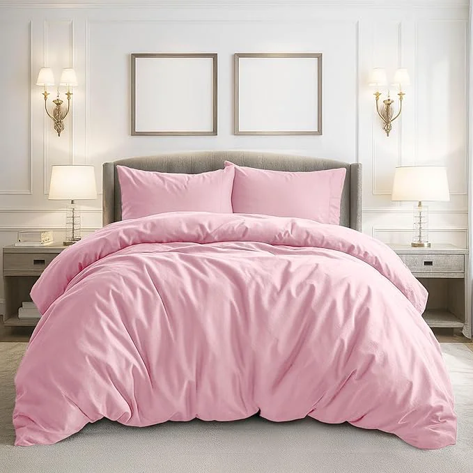 Artisan Pure Bedding Duvet Cover King Size - 3 Pieces Extra Soft Bedding Set Includes 1 Duvet Cover 104x90 Inches with Zipper Closure amp 2 Pillow Shams Comforter Not Included Baby Pink Reusable