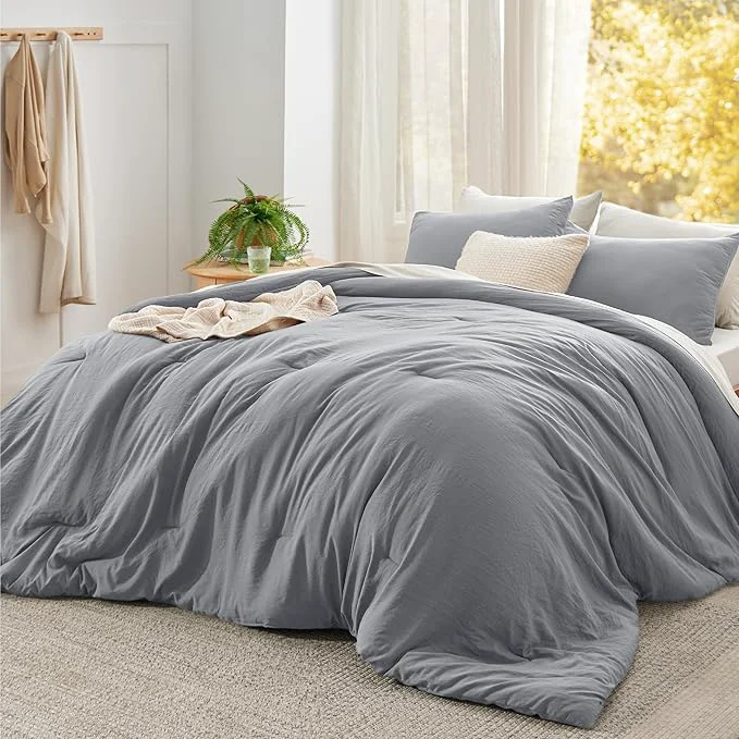 Selected Bedsure Super King Comforter Set Grey Soft Prewashed Bedding for All Seasons 3 Pieces GentleSoft™ Bed Set 1 Lightweight Comforter 120 quot x120 quot and 2 Pillowcases 20 quot x36 quot High-Grade