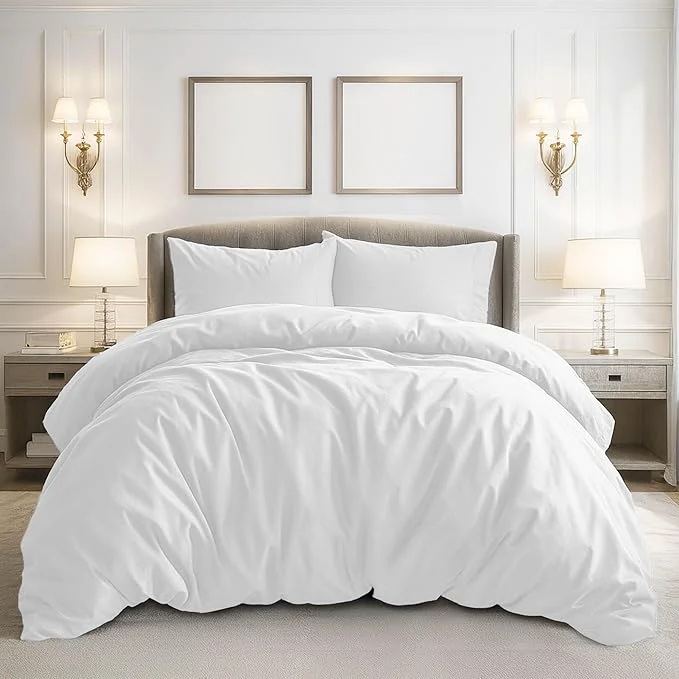 Authentic Pure Bedding Duvet Cover Queen Size - 3 Pieces Extra Soft Bedding Set Includes 1 Duvet Cover 90x90 Inches with Zipper Closure amp 2 Pillow Shams Comforter Not Included White Fashionable