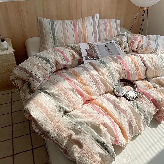 Advanced HighBuy Twin XL Comforter Set Boho Geometric Striped Pattern Comforters Fluffy Bedding Comforter Sets 3 Piece Hotel Quilted Striped Bedding Set Comforter for Twin XL Size Bed 2 Pillowcases Casual