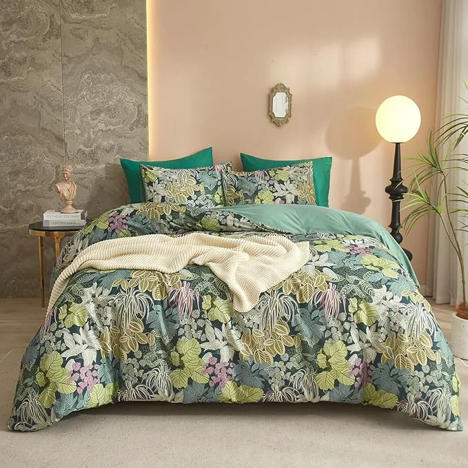 High-Quality HighBuy Twin XL Comforter Set Green Leaves Cottagecore Bedding Comforter for Kids College Bedding Set 3 Piece Women Girls Topical Botanical Quilts Garden Comforter with 2 Pillowcases Fast