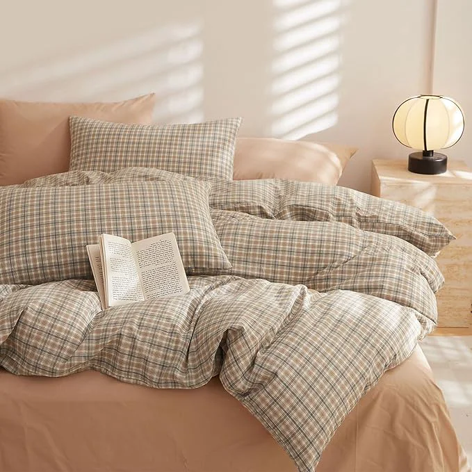 Contemporary HighBuy Twin XL Comforter Set Fluffy Khaki Plaid Checkered Pattern Comforter Set Grid Plaid Bedding Comforter for Boys Girls Modern Style Geometric Comforter with 2 Pillow Shams Twin XL Sophisticated