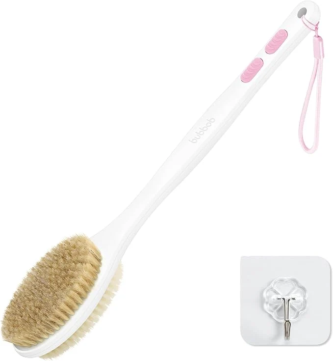 Natural Back Scrubber for Shower with Long Handle Exfoliating Bath Brush for Body Refined