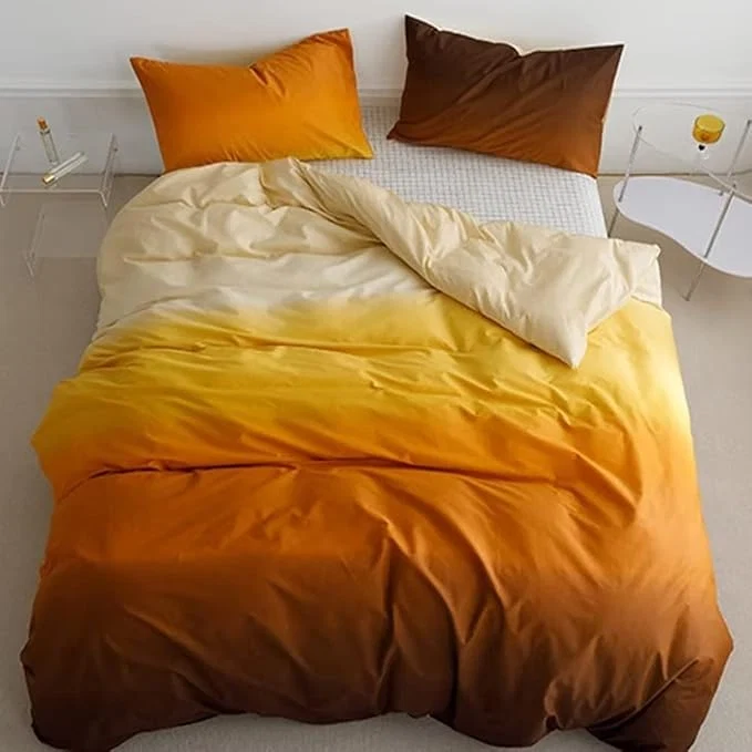 Easy-to-Use Houseri Gradient Yellow Comforter Set Full Cream Orange Bedding Sets Size Gold Multi Color for Teen Girls Boys Artistic Sunset Quilt Queen 2-orange Gradient Breathable