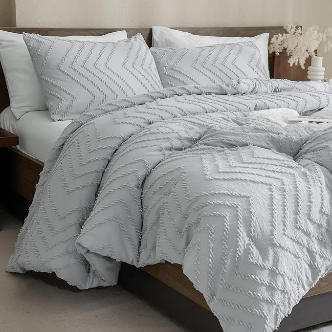 Excellent Andency Silver Grey Oversized Super King Plus Comforter Set 128x120 Extra Large King Size Comforter Oversize Boho Soft Warm Bedding Comforter Sets 3 Pieces Aesthetic Chevron Textured Bedding Dependable