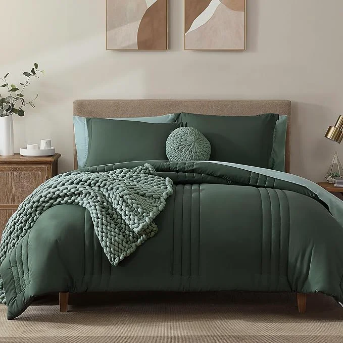 Effective Monbix California King Size Comforter Set - 7 Pieces Bed in a Bag California King Deep Forest Bedding Sets with Comforter All Seasons Bed Set with Sheets Pillowcases amp Shams Optimized
