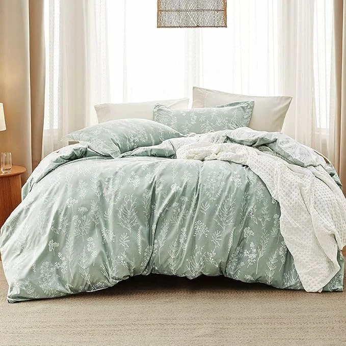 Convenient Bedsure Oversized Queen Comforter Set - Sage Green Bed Set 3 Pieces Cute Floral Bedding 1 Soft Reversible Botanical Flowers Comforter and 2 Pillow Shams Proven