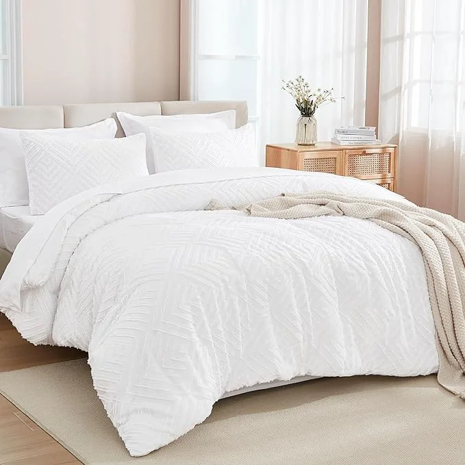 Quality Andency White Comforter King Size Set with Sheets - 7 Pieces Boho Bed in a Bag Tufted Bedding Sets Lightweight All Season Bed Set with Comforter Sheets Pillowcases amp Shams Certified