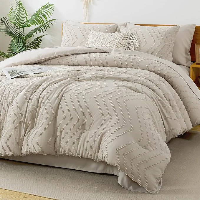 Comfortable Litanika Oversized Alaskan King Comforter Set with Sheets 128x120 7 Pieces Super King Plus Bed in a Bag Boho Tufted Bedding Comforter Sets Oatmeal Recyclable