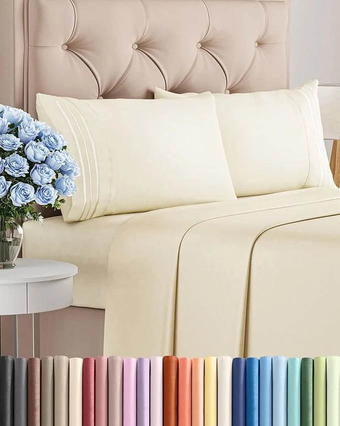 Reliable Full Size 4 Piece Sheet Set - Comfy Breathable amp Cooling Bed Sheets Set - Hotel Luxury Bedding for Women Men Kids Teens Boys amp Girls - Deep Pockets Ultra-Soft Wrinkle - Oeko-Tex - Off White Quality