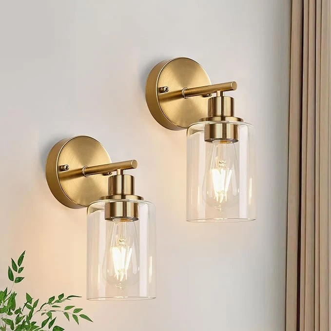 Classic Zarbitta Set of 2 Wall Sconces for Bathroom Brushed Gold Modern Vanity Lights Environmentally Friendly