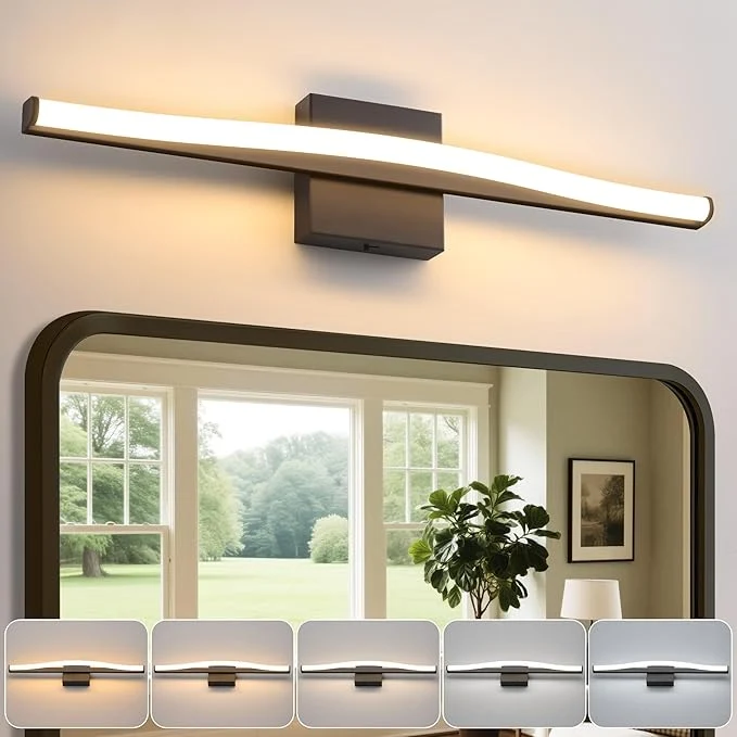 Elegant Modern Bathroom Vanity Light 24 inch Dimmable 5CCT Led Bathroom Light Fixture Functional