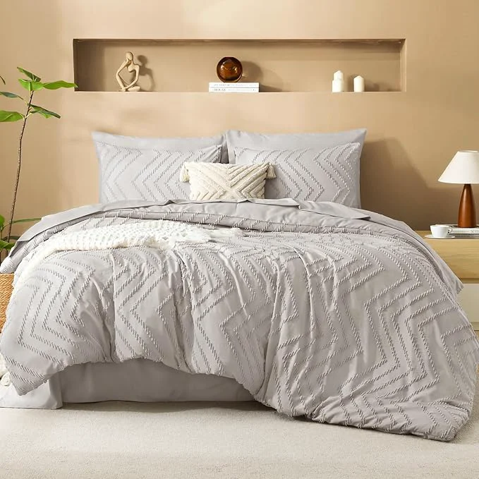Premium Litanika Super King Plus Size Comforter Set with Sheets Linen - 7 Pieces Bed in a Bag Oversized King Boho Tufted Complete Bedding Sets with Comforter Sheets Pillowcases amp Shams Minimalist