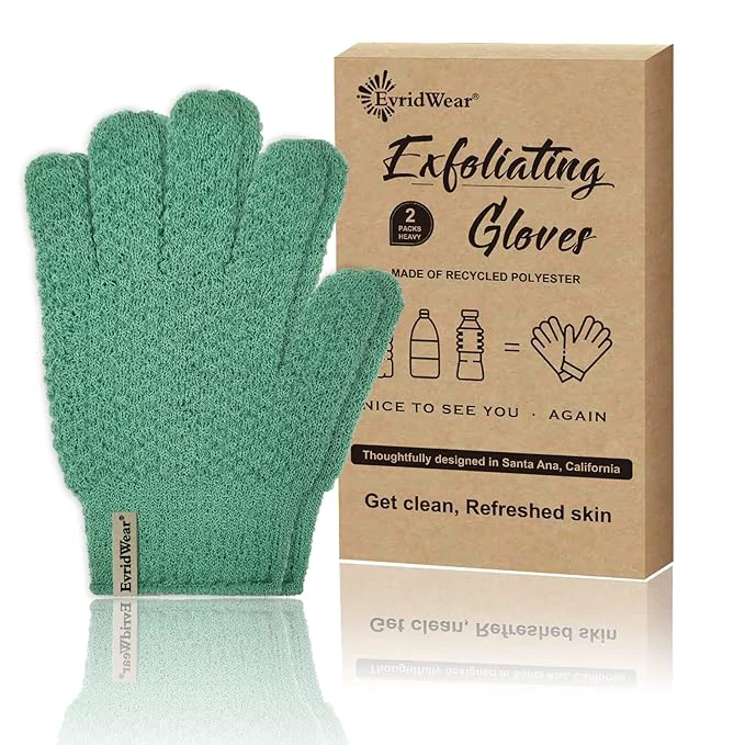 Original Evridwear Exfoliating Recycled Yarn Eco-Friendly Bath Gloves Solid