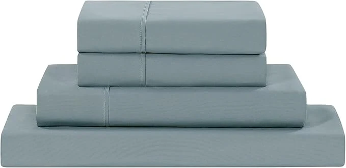 Prestigious Modern Threads Soft Microfiber Solid Sheets - Luxurious Microfiber Bed Sheets - Includes Flat Sheet Fitted Sheet with Deep Pockets amp Pillowcases Ocean Twin Stylish