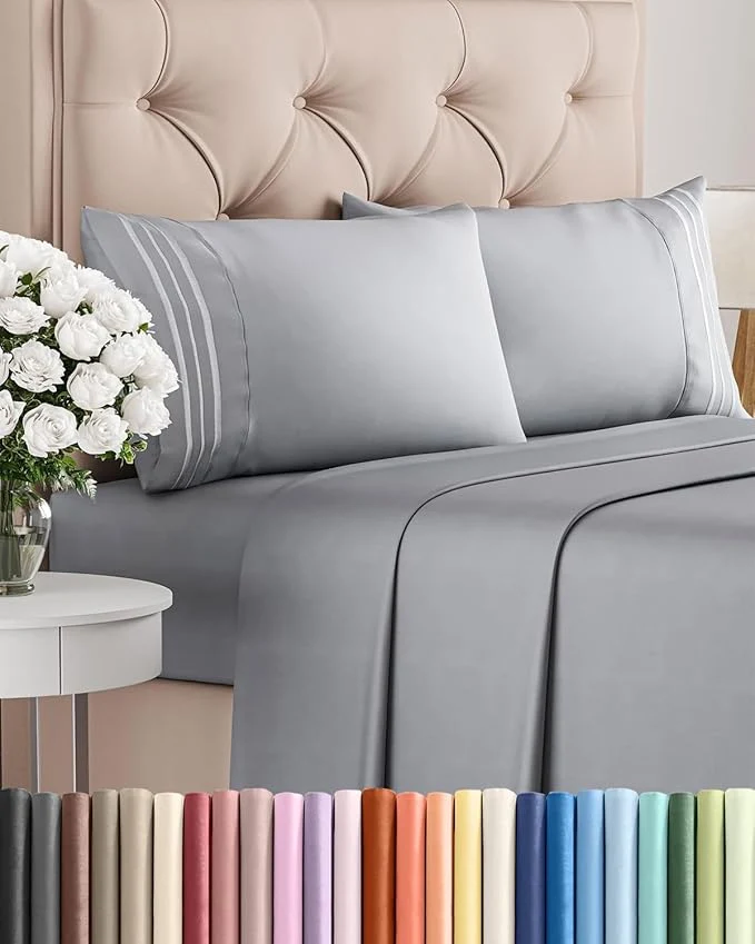 Elegant Cal King Size 4 Piece Sheet Set - Comfy Breathable amp Cooling Bed Sheets Set - Hotel Luxury Bedding for Women Men Kids Teens Boys amp Girls - Deep Pockets Soft Wrinkle - Oeko-Tex - Steel Blue Fashionable