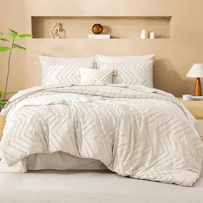 Outstanding Litanika Twin XL Comforter Set Beige - Boho Tufted Shabby Chic Bed in a Bag for College Dorm 5 Pieces Cream Fluffy Soft Farmhouse Bed Set for All Seasons Prestigious