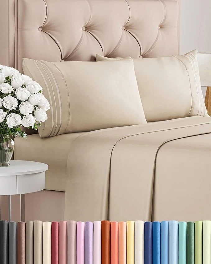 Comfortable Queen Size 4 Piece Sheet Set - Comfy Breathable amp Cooling Bed Sheets Set - Hotel Luxury Bedding for Women Men Kids amp Teens - Deep Pockets Easy Secure Fit Soft and Wrinkle - Oeko-Tex - Wheat Certified
