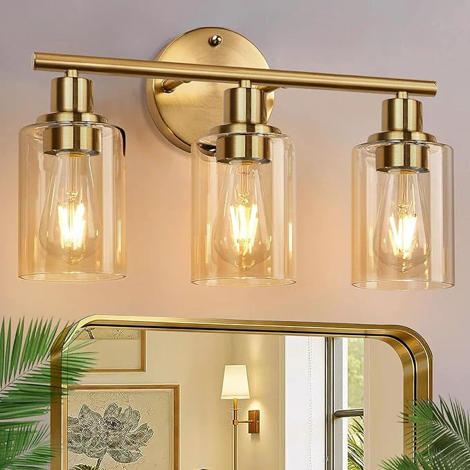 Artisan Zarbitta 3-Light Bathroom Light Fixtures Brushed Gold Vanity Light Farmhouse Efficient