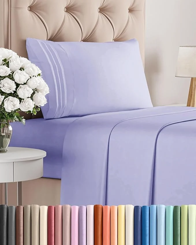 Trendy Twin XL Size 3 Piece Sheet Set - Comfy Breathable amp Cooling Bed Sheets Set - Hotel Luxury Bedding for Women Men Kids Teens Boys amp Girls - Deep Pockets Soft and Wrinkle - Oeko-Tex - Lavender Long-Lasting