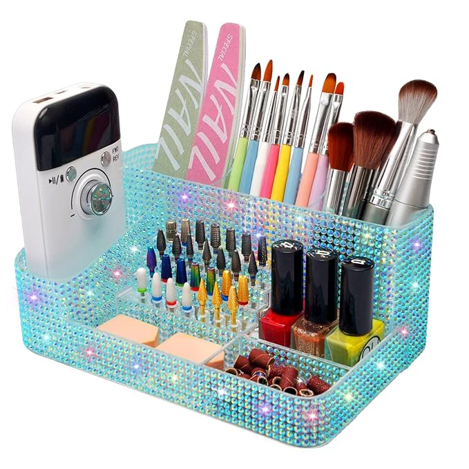 Breathable ANRUI Nail Drill Bit Holder 28 Holes Plastic Nail Drill Machine Bits Storage Premium Material