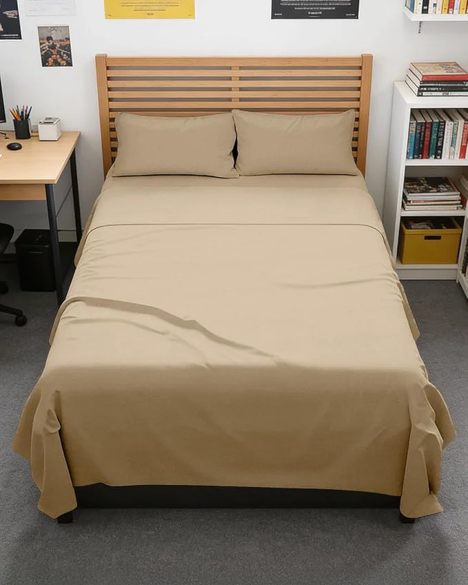Dependable Full XL Bed Sheet Set - 4 Piece Extra Long Extended Full XL Sheets - Ultra Soft Breathable amp Cooling - Fits 8 quot to 16 quot Mattress with Deep Pockets - 54 quot x 80 quot - Wrinkle amp Fade Resistant - Heathered Tan Clean