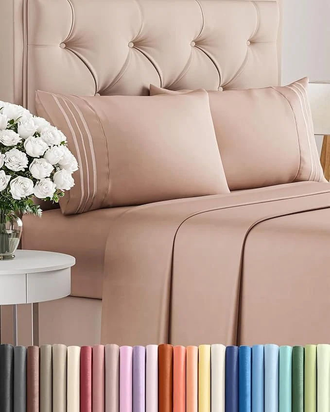 Fine Crafted Cal King Size 4 Piece Sheet Set - Comfy Breathable amp Cooling Bed Sheets Set - Hotel Luxury Bedding for Women Men Kids Teens Boys amp Girls - Deep Pockets Ultra-Soft Wrinkle - Oeko-Tex - Mauve Selected