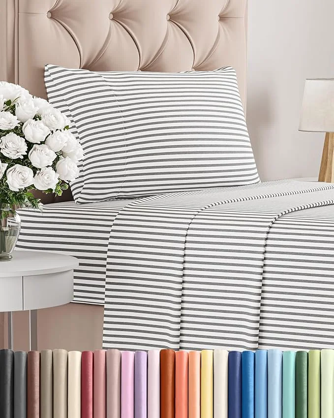 Trusted Twin Size 3 Piece Sheet Set - Comfy Breathable amp Cooling Bed Sheets Set - Hotel Luxury Bedding for Women Men Kids Teens Boys amp Girls - Deep Pockets Soft Wrinkle - Oeko-Tex - Grey Stripes 2 Fashionable