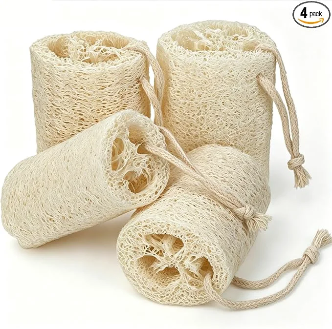 Genuine pisdoplop Natural Loofah Exfoliating Body Sponge Scrubber 4 inch-Long Organic Effective