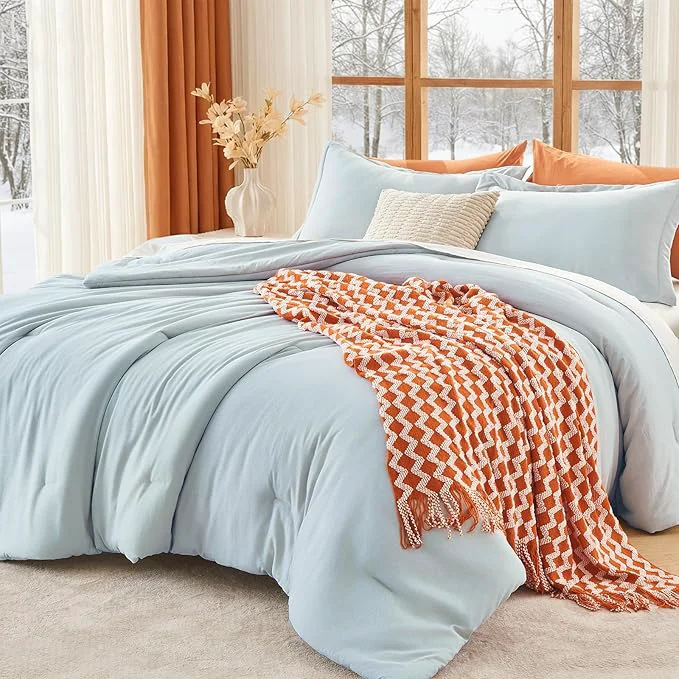 Relaxed MUXHOMO Full Comforter Sets All Season Ultra Soft Down Bedding - 3 Piece Lightweight Bed Set Includes 1 Comforter 82 quot x86 quot and 2 Pillow Shams 20 quot x26 quot Lake Blue Reliable