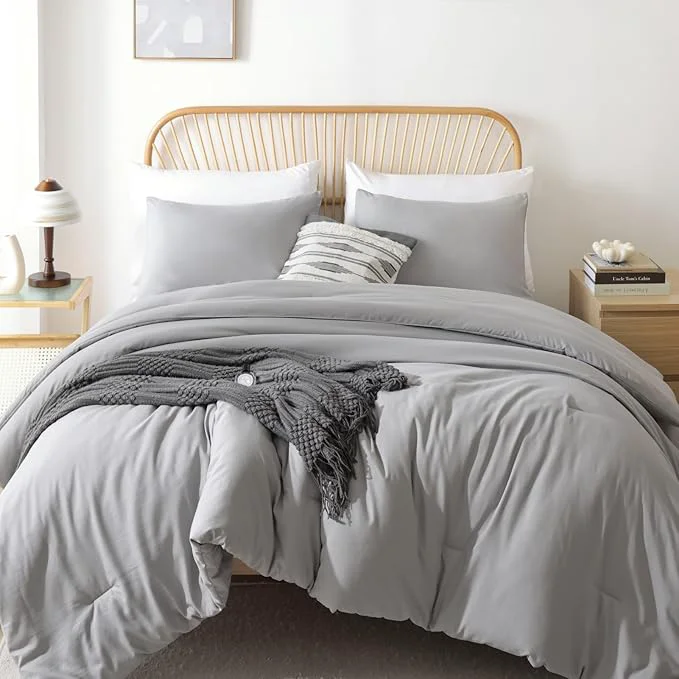 Powerful ROSGONIA Oversized King Comforter 120x120 3pcs Super King Comforter 1 Gray Comforter amp 2 Pillowcases Super King Comforter Set 120x120 Bedding Quilt Luxury