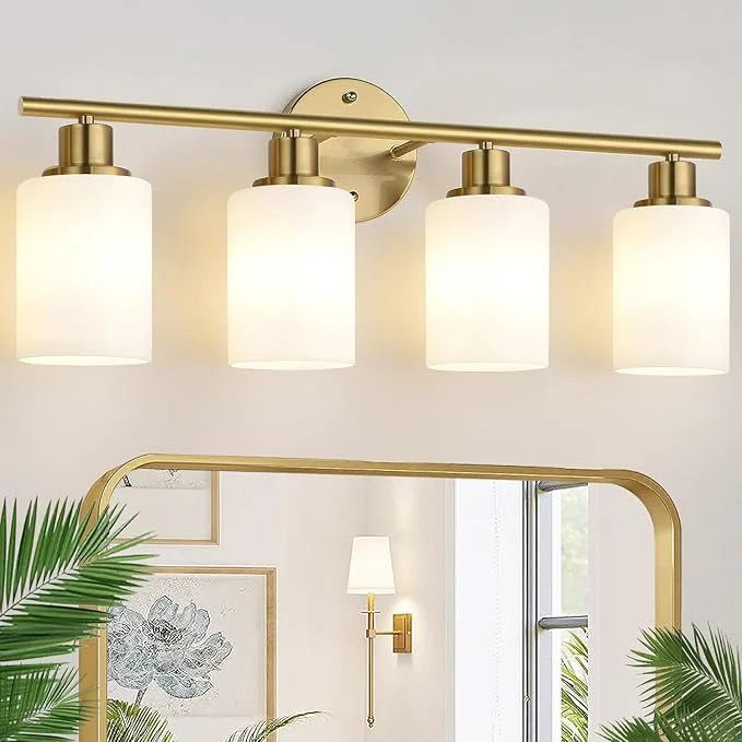Efficient Zarbitta 4-Light Bathroom Light Fixtures Brushed Gold Modern Vanity Lights Versatile