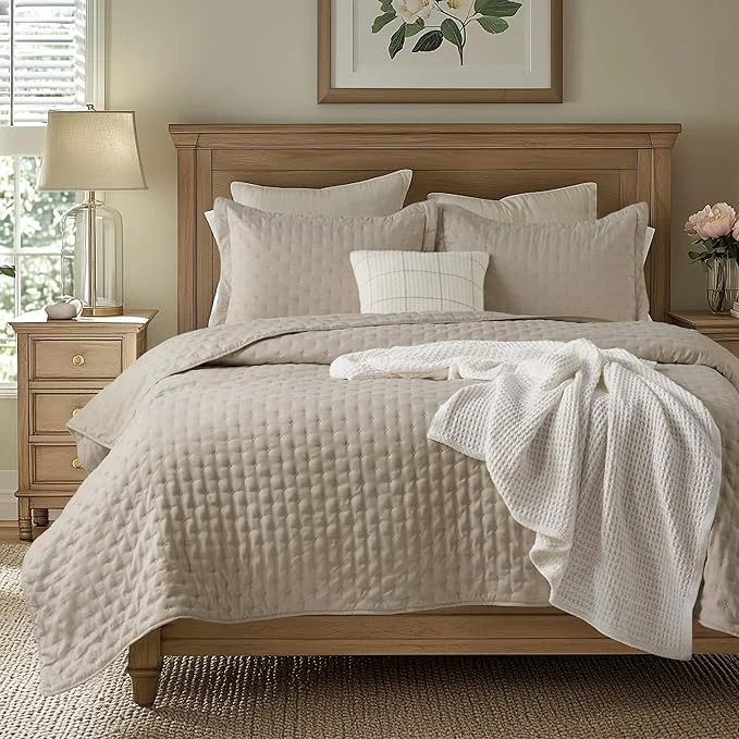 Proven Bedsure Quilts Queen Size - Linen Bedspread Queen Size amp Lightweight Comforter Modern Farmhouse Coverlet with Clover Pattern Ultra Soft All-Season Bedding 90 x 96 Inches Stitch- Quilting Ultra Soft Lightweight Machine Washable Pet-Friendly High-Quality
