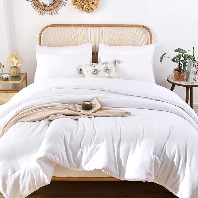 Convenient ROSGONIA Oversized King Comforter White 3pcs 1 Boho Comforter amp 2 Pillowcases Soft Lightweight Oversized King Size Comforter Sets All Season Bedding Comfortable