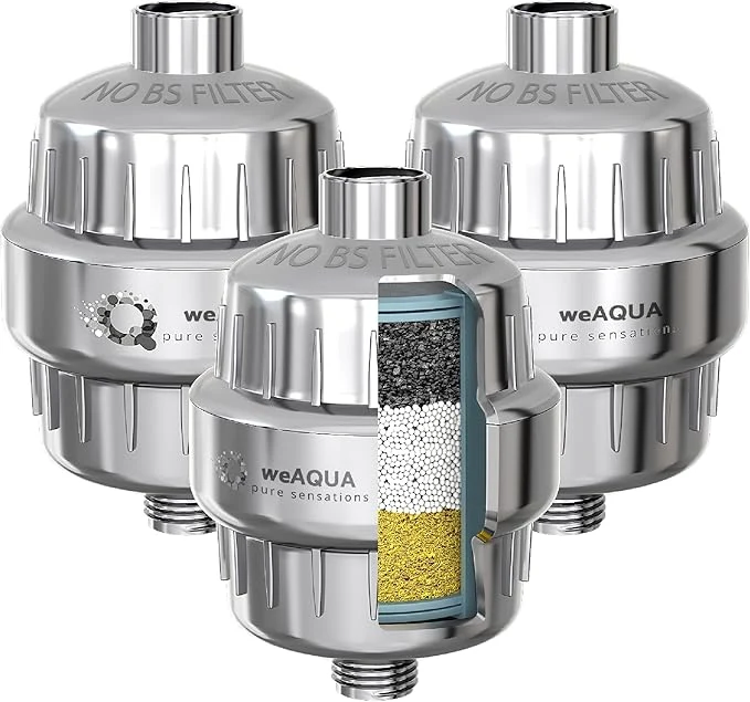 World-Class weAQUA Heavy Duty Shower Filter Jumbo 3 PACK – 99 Removal Artisan