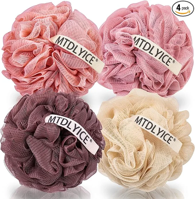 Fashionable MTDLYICE Loofah Sponge XXL Large Loofah 100g 4 Pack Bath Sponge Soft Mesh Minimalist