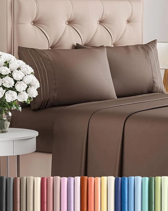 Environmentally Friendly King Size 4 Piece Sheet Set - Comfy Breathable amp Cooling Bed Sheets Set - Hotel Luxury Bedding for Women Men Kids Teens Boys amp Girls - Deep Pockets Ultra-Soft and Wrinkle - Oeko-Tex - Brown Dependable